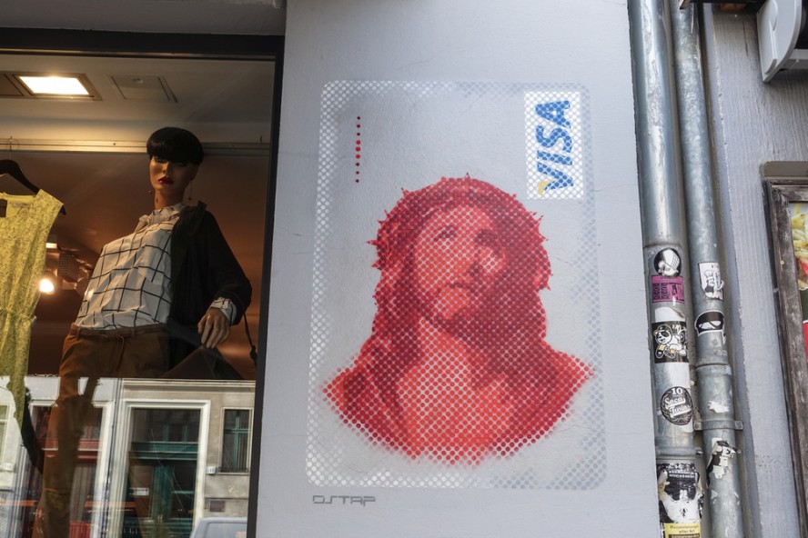 jesus visa card - stencil - slava ostapchenko