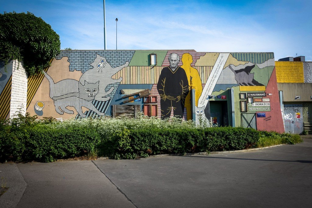 mural "hrabal wall" - prague, palmovka