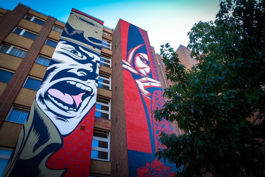 mural - d*face & shepard fairey - berlin, bülowstrasse - "urban nation"