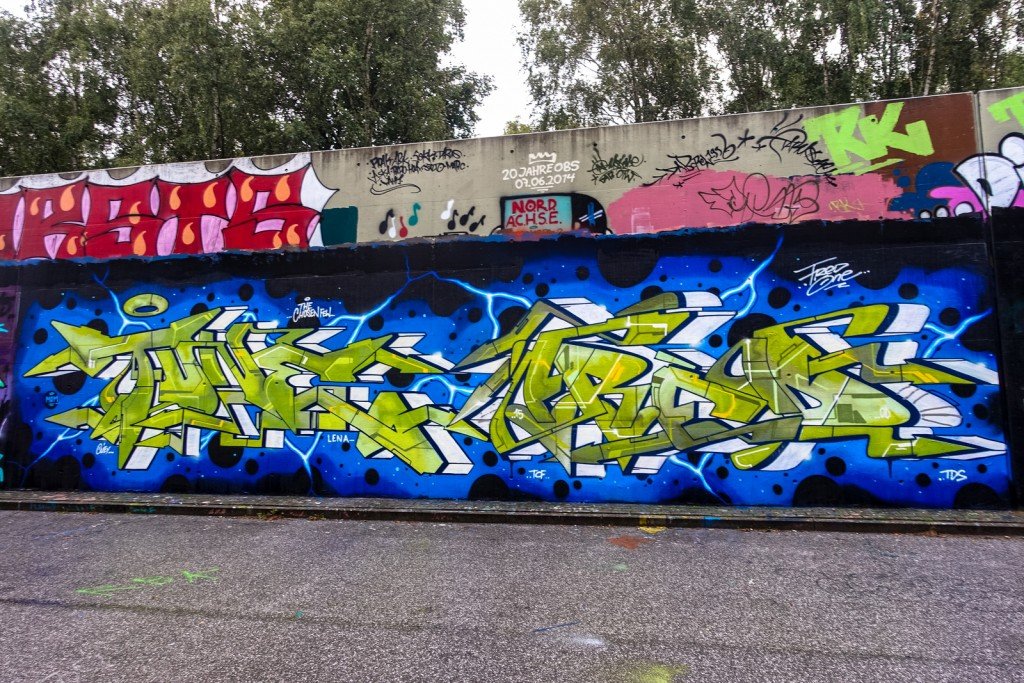 graffiti - fred one, harburg, bostelbeker hauptdeich hall of fame