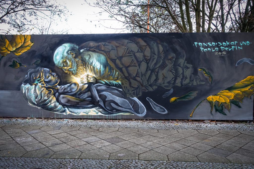 mural - pao delfin, sokar uno & fonso "mann der wunder" - berlin, neukölln