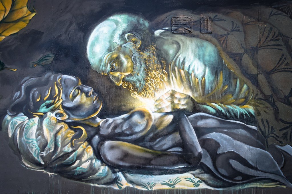 mural - pao delfin, sokar uno & fonso "mann der wunder" - berlin, neukölln